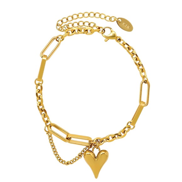 Jewelry - Heart BRACELET, 18K GOLD PLATED STEEL